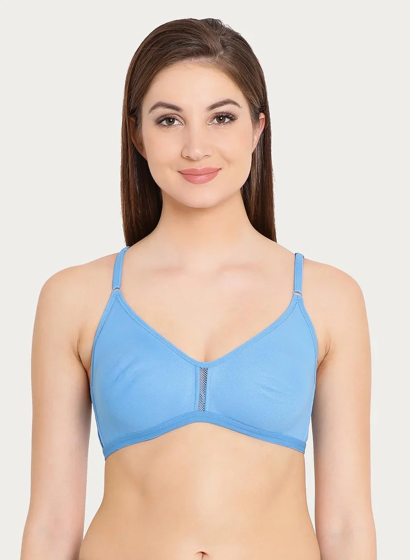 Clovia Blue Smoothie Non-Padded Non-Wired Full Coverage Bra in Powder Blue - Cotton Rich for Women | Best Price UAE